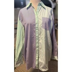 Solid And Striped Oxford Tunic Purple And Green Size Medium